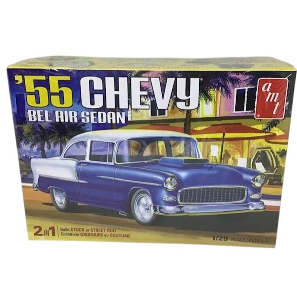 AMT '55 Chevy Bel Air Sedan Car Plastic Model Kit 1:25 Stock Street Rod NEW